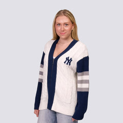 New York Yankees Lusso Women's Shyla Knit V-Neck Full-Zip Sweater discount