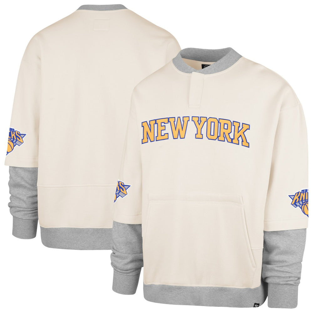 47 brand - New York Knicks '47 Crossover Collection Trifecta Double Layered Fleece Sweatshirt - Cream