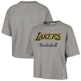 47 brand - Los Angeles Lakers '47 Women's Pivot Drop Needle Cropped T-Shirt - Gray