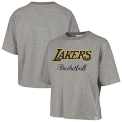 47 brand - Los Angeles Lakers '47 Women's Pivot Drop Needle Cropped T-Shirt - Gray