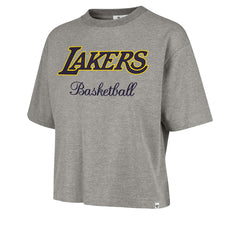 47 brand - Los Angeles Lakers '47 Women's Pivot Drop Needle Cropped T-Shirt - Gray