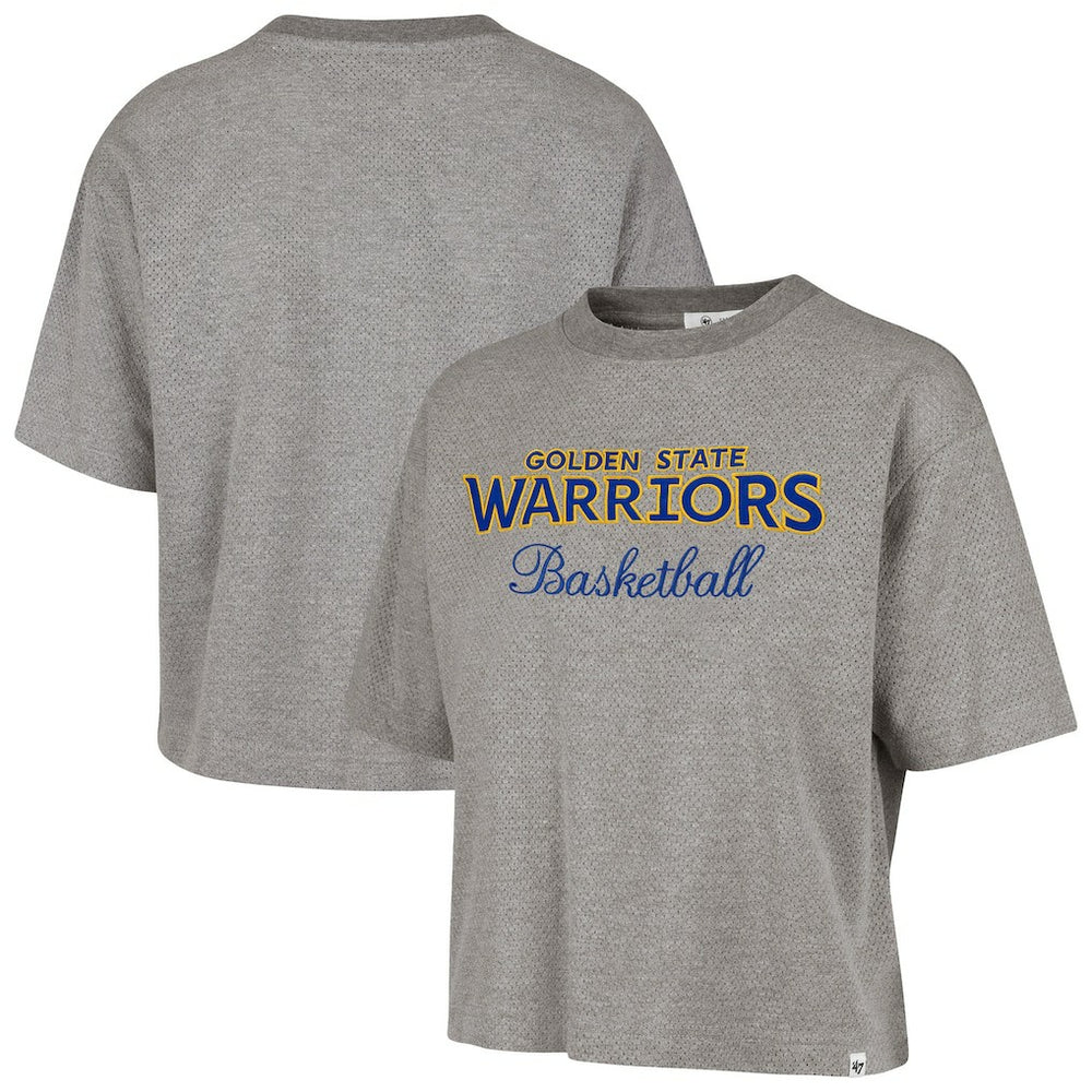 47 brand - Golden State Warriors '47 Women's Pivot Drop Needle Cropped T-Shirt - Gray