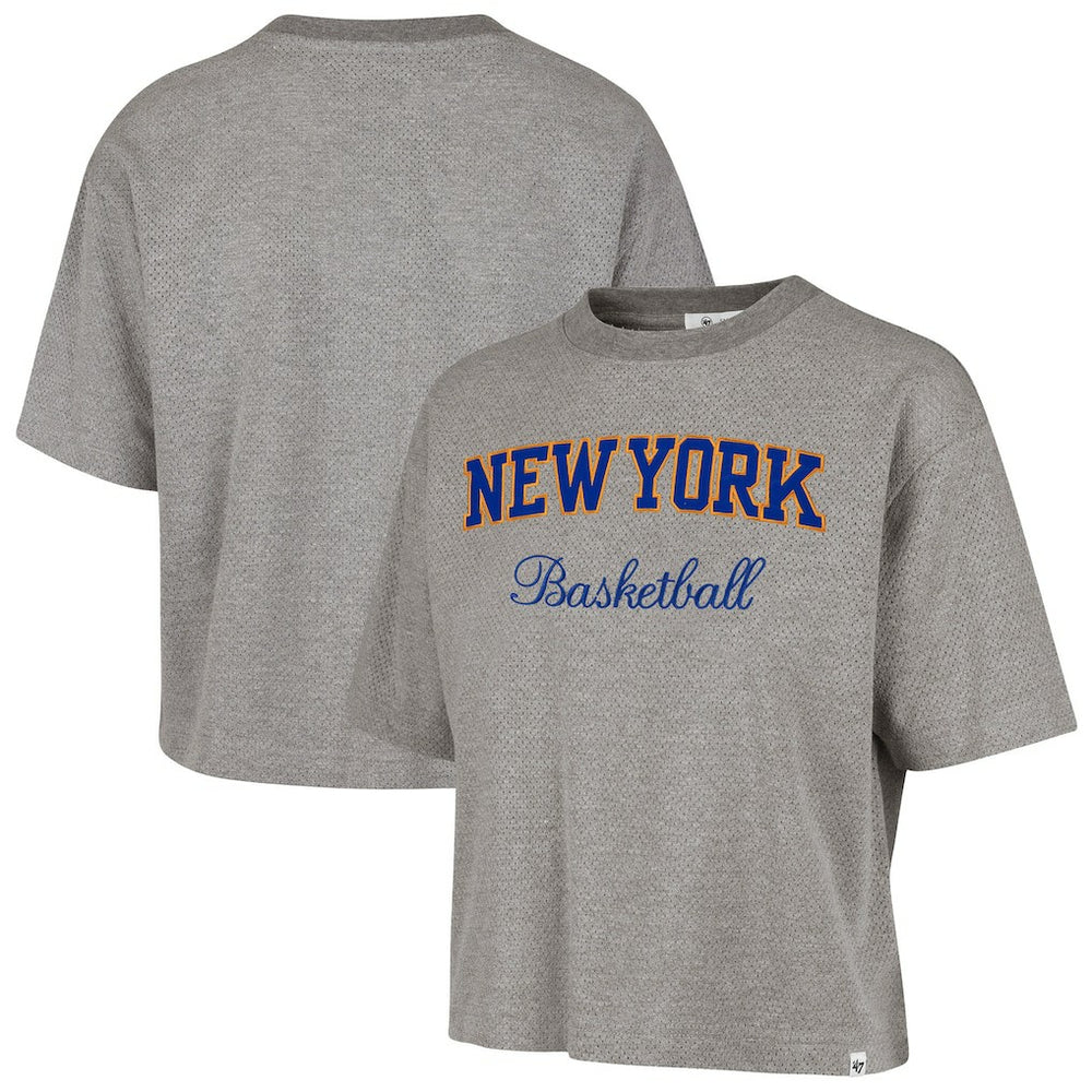 47 brand - New York Knicks '47 Women's Pivot Drop Needle Cropped T-Shirt - Gray