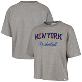 47 brand - New York Knicks '47 Women's Pivot Drop Needle Cropped T-Shirt - Gray