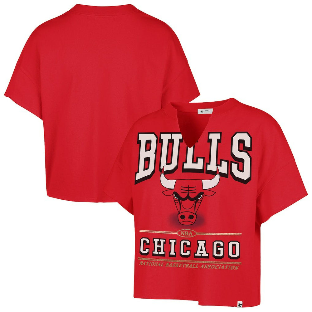 47 brand - Chicago Bulls '47 Women's Elation Oversized Notch Neck T-Shirt - Red