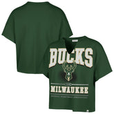 47 brand - Milwaukee Bucks '47 Women's Elation Oversized Notch Neck T-Shirt - Hunter Green