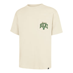47 brand - Milwaukee Bucks '47 Unisex Crossover Collection Foundation Pocket T-Shirt - Cream