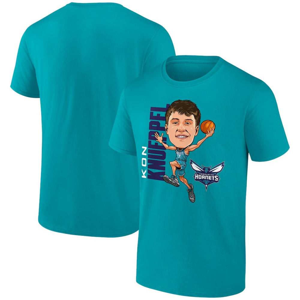 NBA - Kon Knueppel Charlotte Hornets Caricature T-Shirt - Teal