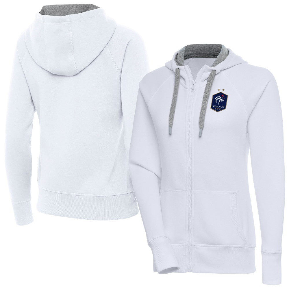 France National Team Antigua Women's Takeover Full-Zip Hoodie - White