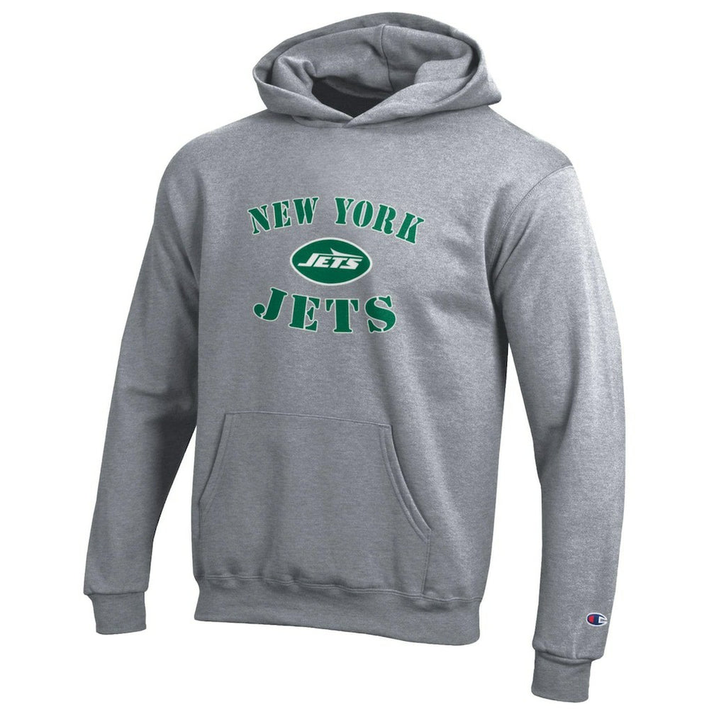 New York Jets Champion Youth Powerblend Fleece Hoodie Gray - NFL