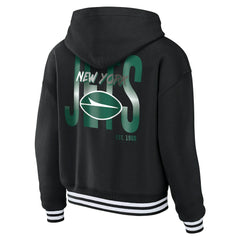 New York Jets WEAR by Erin Andrews Women's Lace-Up Fleece Hoodie Black - NFL