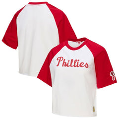 Philadelphia Phillies Mitchell & Ness Women's Cropped Raglan Boxy T-Shirt On Sale