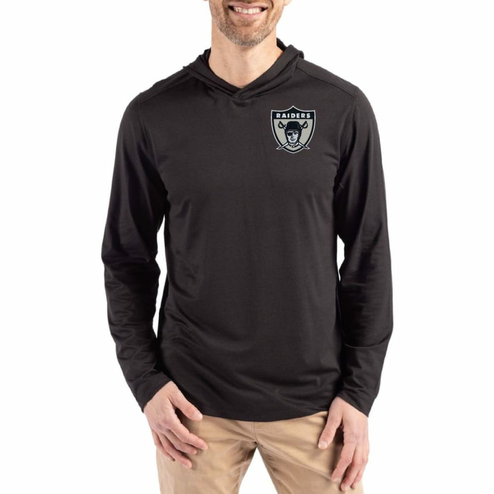 Las Vegas Raiders Cutter & Buck Coastline Epic Comfort Eco Recycled Long Sleeve Hoodie T-Shirt Black - NFL