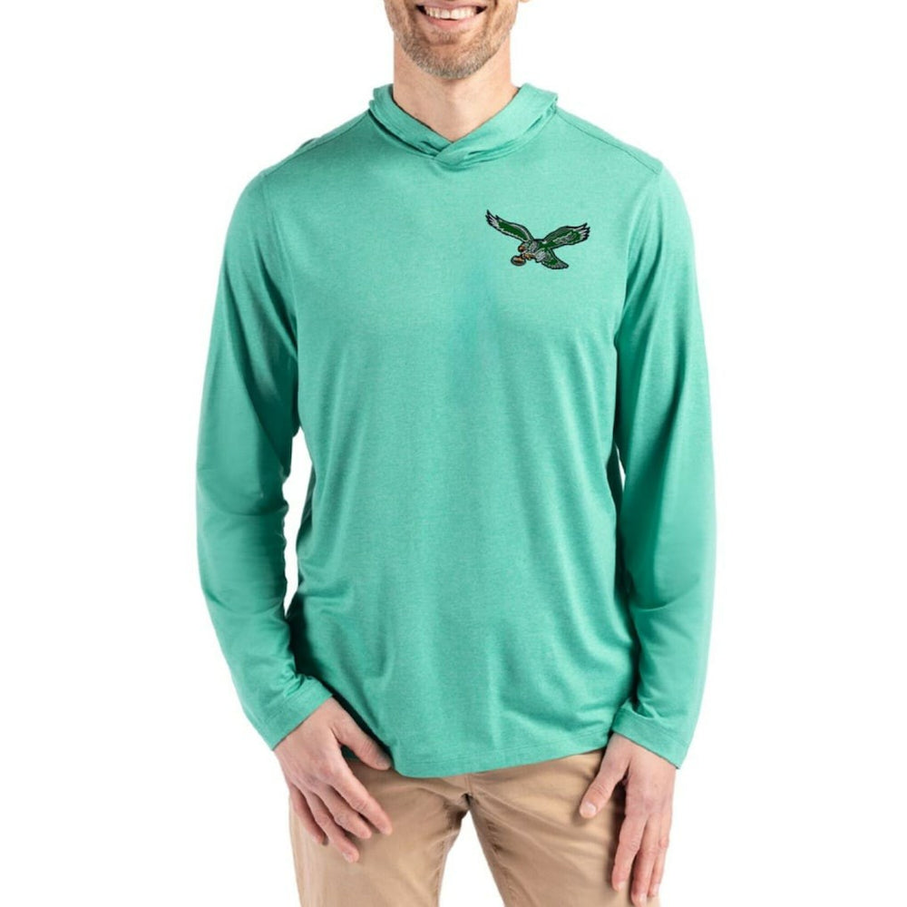 Philadelphia Eagles Cutter & Buck Coastline Epic Comfort Eco Recycled Long Sleeve Hoodie T-Shirt Kelly Green - NFL