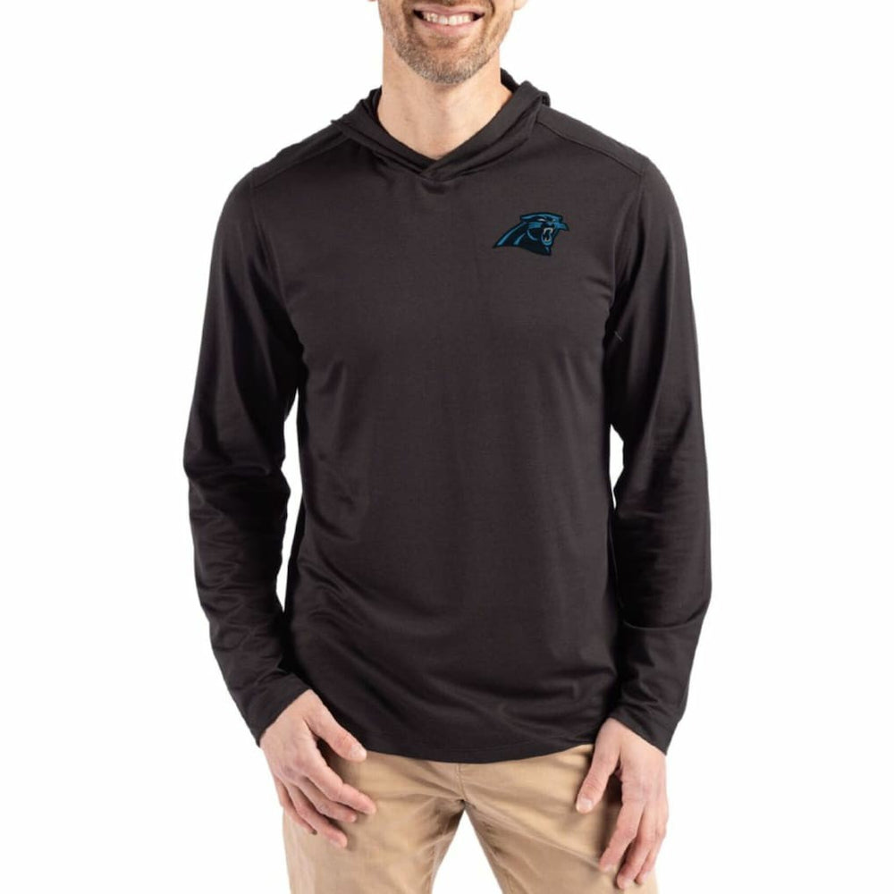 Carolina Panthers Cutter & Buck Coastline Epic Comfort Eco Recycled Long Sleeve Hoodie T-Shirt Black - NFL