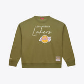 Mitchell & Ness - Los Angeles Lakers Women's Lightweight Script Sweatshirt - Olive
