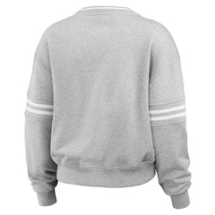 New York Yankees WEAR by Erin Andrews Women's Sleeve Stripe Fleece Crewneck Sweatshirt Clearance