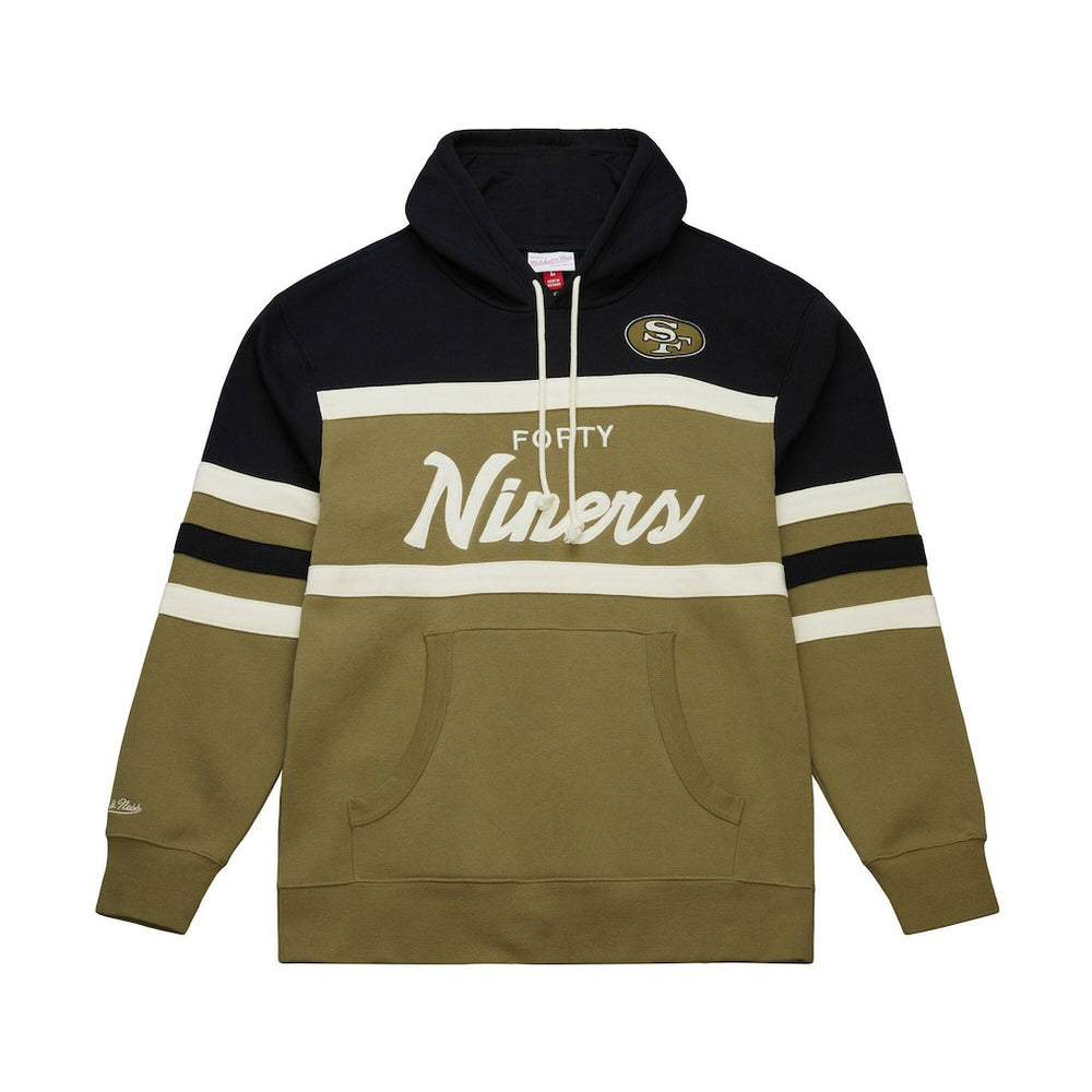 San Francisco 49ers Vintage Logo Head Coach Hoodie Olive - Mitchell & Ness