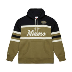San Francisco 49ers Vintage Logo Head Coach Hoodie Olive - Mitchell & Ness