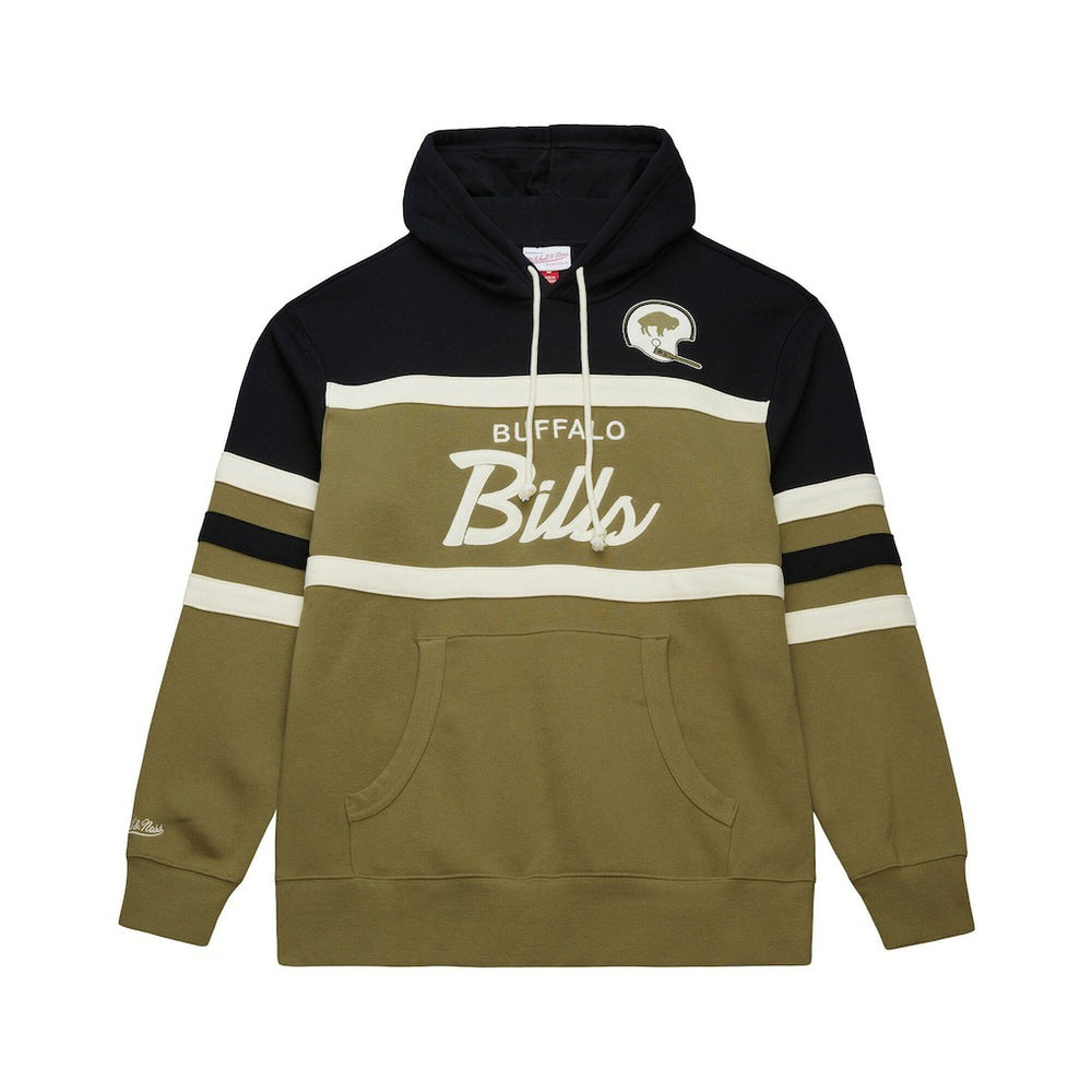 Buffalo Bills Vintage Logo Head Coach Hoodie Olive - Mitchell & Ness