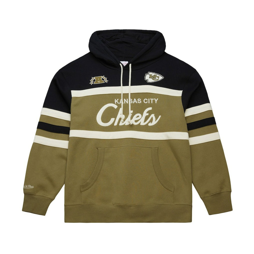 Kansas City Chiefs Vintage Logo Head Coach Hoodie Olive - Mitchell & Ness