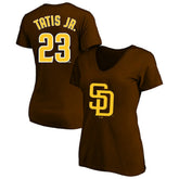 Fernando Tatis Jr. San Diego Padres Profile Women's Plus Size Name & Number V-Neck T-Shirt Clearance
