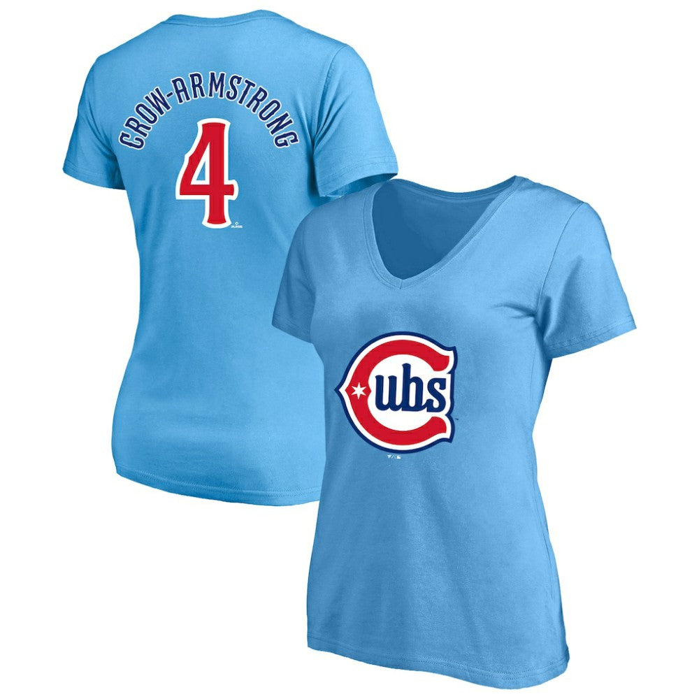 Pete Crow-Armstrong Chicago Cubs Profile Women's Plus Size Name & Number V-Neck T-Shirt Lifestyle