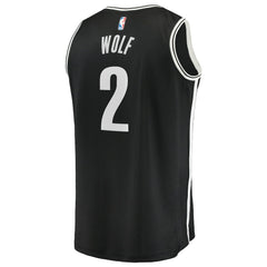 Fanatics - Daniel Wolf Brooklyn Nets Youth Fast Break Replica Jersey - Black - Icon Edition