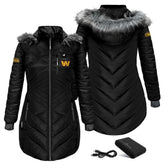 Washington Commanders ActionHeat Women's 5V Battery Heated Long Puffer Full-Zip Hoodie Jacket Black - NFL