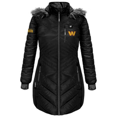 Washington Commanders ActionHeat Women's 5V Battery Heated Long Puffer Full-Zip Hoodie Jacket Black - NFL