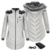Philadelphia Eagles ActionHeat Women's 5V Battery Heated Long Puffer Full-Zip Hoodie Jacket White - NFL