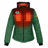 Green Bay Packers ActionHeat Women's 5V Battery Heated Insulated Puffer Full-Zip Jacket Green/Black - NFL