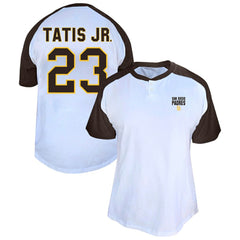 Fernando Tatis Jr. San Diego Padres Profile Women's Plus Size Name & Number Raglan Henley T-Shirt Near Me