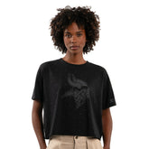 Minnesota Vikings Starter Women's Rhinestone Sprinkle Boxy Cropped T-Shirt Black - NFL