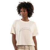 Los Angeles Chargers Starter Women's Rhinestone Sprinkle Boxy Cropped T-Shirt Cream - NFL