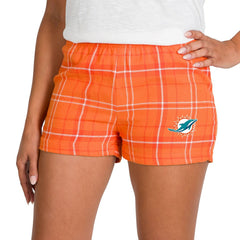 Miami Dolphins Concepts Sport Women's Ultimate Flannel Shorts Orange/White - NFL