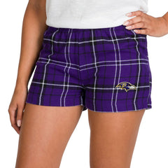Baltimore Ravens Concepts Sport Women's Ultimate Flannel Shorts Purple/Black - NFL