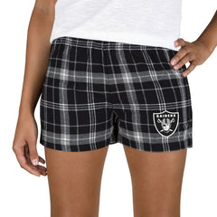 Las Vegas Raiders Concepts Sport Women's Ultimate Flannel Shorts Black/Gray - NFL