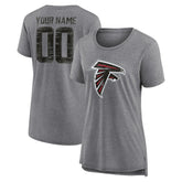 Atlanta Falcons Women's Heritage Custom Name & Number Tri-Blend T-Shirt Gray - NFL