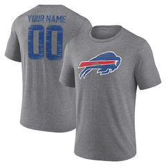 Buffalo Bills Heritage Custom Name & Number Tri-Blend T-Shirt Gray - NFL