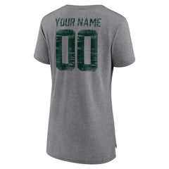 Green Bay Packers Women's Heritage Custom Name & Number Tri-Blend T-Shirt Gray - NFL