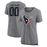 Houston Texans Women's Heritage Custom Name & Number Tri-Blend T-Shirt Gray - NFL