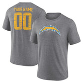 Los Angeles Chargers Heritage Custom Name & Number Tri-Blend T-Shirt Gray - NFL