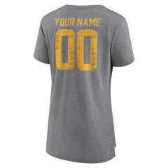Los Angeles Chargers Women's Heritage Custom Name & Number Tri-Blend T-Shirt Gray - NFL