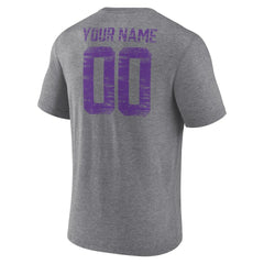 Minnesota Vikings Heritage Custom Name & Number Tri-Blend T-Shirt Gray - NFL