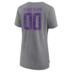 Minnesota Vikings Women's Heritage Custom Name & Number Tri-Blend T-Shirt Gray - NFL