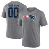 New England Patriots Heritage Custom Name & Number Tri-Blend T-Shirt Gray - NFL