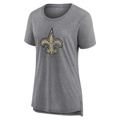 New Orleans Saints Women's Heritage Custom Name & Number Tri-Blend T-Shirt Gray - NFL