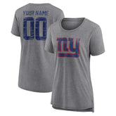 New York Giants Women's Heritage Custom Name & Number Tri-Blend T-Shirt Gray - NFL