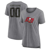 Tampa Bay Buccaneers Women's Heritage Custom Name & Number Tri-Blend T-Shirt Gray - NFL